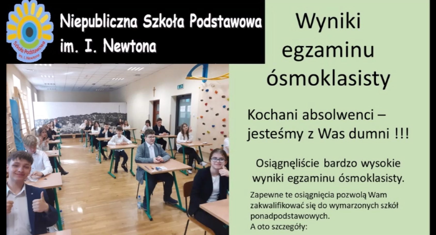 WYNIKI EGZAMINU ÓSMOKLASISTY